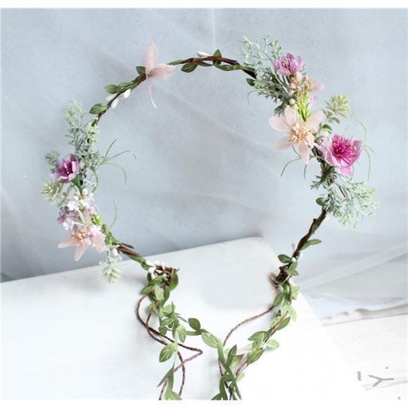 Vine Flower Crown Boho Flower Headband Hair Wreath Floral Halo Headpiece - Picture 4 of 5